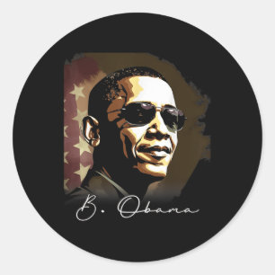 Adesivo Redondo 4 De Julho Barack Obama Presidente Retrato Patrio