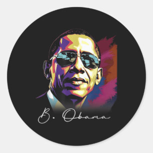 Adesivo Redondo 4 De Julho Barack Obama Presidente Retrato Patrio