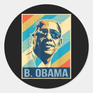 Adesivo Redondo 4 De Julho Barack Obama Presidente Retro Patriótic