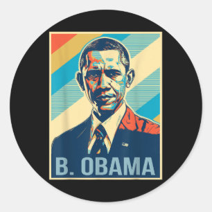 Adesivo Redondo 4 De Julho Barack Obama Presidente Retro Patriótic