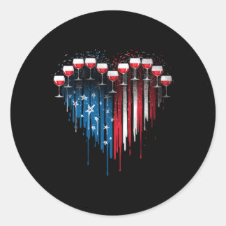 Adesivo Redondo 4 De Julho Bebe Vinhos De Provando Americano