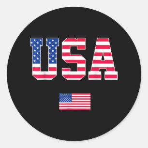 Adesivo Redondo 4 de julho Camisa EUA Bandeira Americana Patriótic