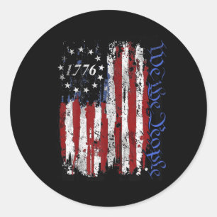 Adesivo Redondo 4 De Julho Camisas Que São As Pessoas 1776, Bandei