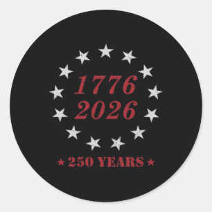 Adesivo Redondo 4 De Julho De 1776 2026 EUA 250 Anos Patriótico (f