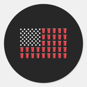 Adesivo Redondo 4 De Julho De Beer Pong American Flag Party