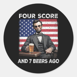 Adesivo Redondo 4 De Julho De Cerveja Bebendo Patriot Quatro Pontu