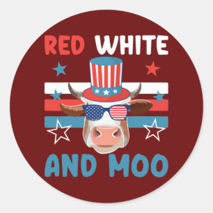 Adesivo Redondo 4 de julho de Design Moorica Highland vaca USA