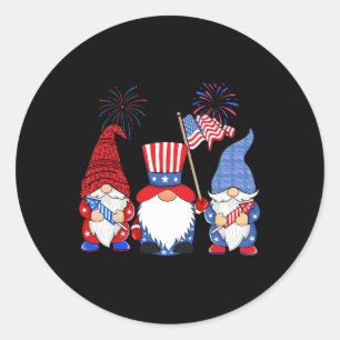 Adesivo Redondo 4 De Julho De Leopard Gnomos Bomba Americana W