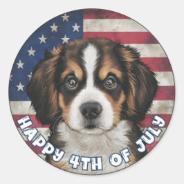 Adesivo Redondo 4 de julho Dia da Independência Círculo Bernês