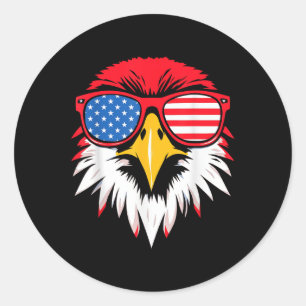 Adesivo Redondo 4 De Julho Dos Eua Patriótica Eagle American Flag 