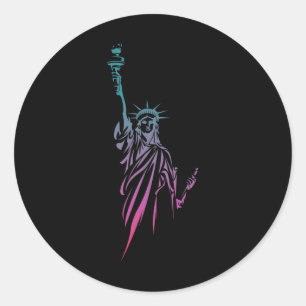 Adesivo Redondo 4 De Julho Estátua Da Liberdade