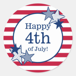 Adesivo Redondo 4 de julho Estrelas e Stripes Moderno Patriótico
