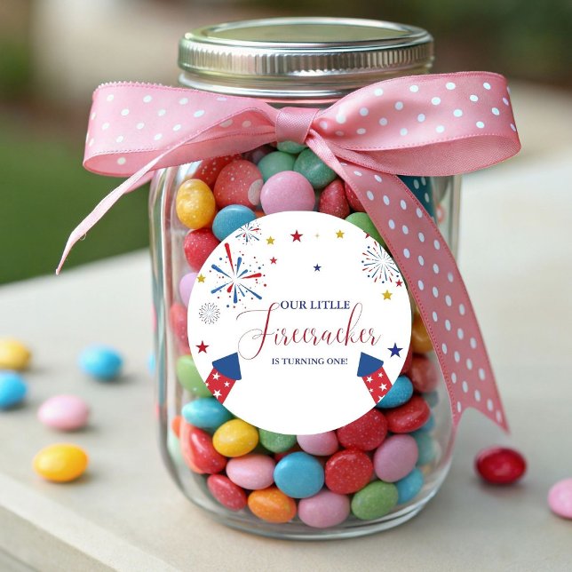 Adesivo Redondo 4 de julho festa de aniversário da independência P (Criador carregado)