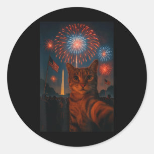 Adesivo Redondo 4 De Julho Fogos De Artifício Patrióticos Engraçad