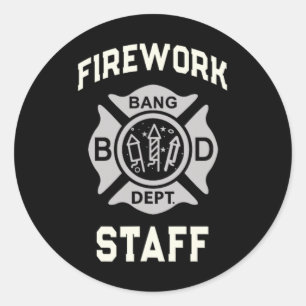 Adesivo Redondo 4 De Julho, Funcionarios De Fogo Boom Squad Safety