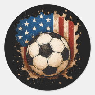 Adesivo Redondo 4 De Julho Futebol Patriótico Usa Bandeira America