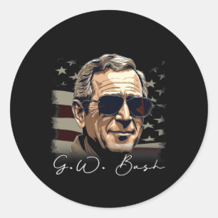 Adesivo Redondo 4 De Julho George W. Bush Presidente Portrait Patr
