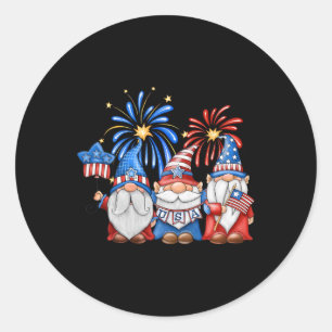 Adesivo Redondo 4 De Julho Gnomos Americanos Celebrando Independen