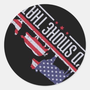 Adesivo Redondo 4 de julho I'd Fumar aquele Churrasco Patriot 