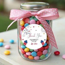 Adesivo Redondo 4 de julho Independência Aniversário Obrigado