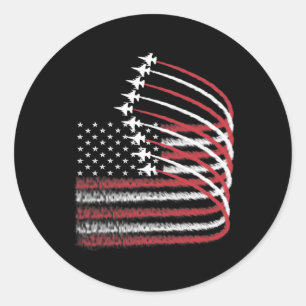 Adesivo Redondo 4 De Julho Jet American Flag Patriótico Usa Para M