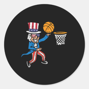 Adesivo Redondo 4 de julho, jogador de basquetebol Tio Sam America