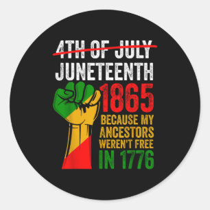 Adesivo Redondo 4 de julho juneteenth 1865 para homens mulheres -
