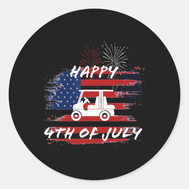 Adesivo Redondo 4 De Julho Looping Parade Holiday Golf Cart Ameri (Frente)
