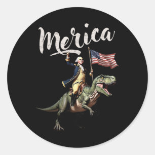 Adesivo Redondo 4 De Julho Merica George Washington Dirigindo Um D