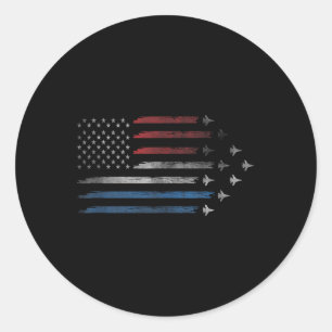 Adesivo Redondo 4 De Julho O Cargueiro Patriótico Americano Jets U