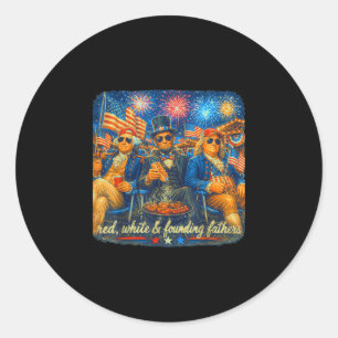 Adesivo Redondo 4 de julho pais fundadores vintage patriótico