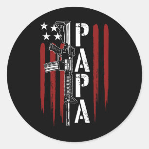 Adesivo Redondo 4 De Julho Papa Pai Ar-15 Gun Gordura Patriótica