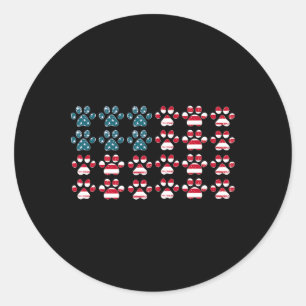 Adesivo Redondo 4 De Julho Pata De Cães Imprime Bandeira Americana