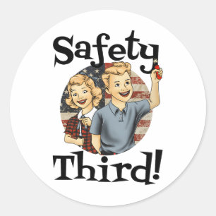 Adesivo Redondo 4 De Julho "Patriotic Fireworks Safety Third Vinta