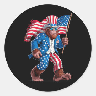 Adesivo Redondo 4 De Julho Patriótico Americano Sasquatch U