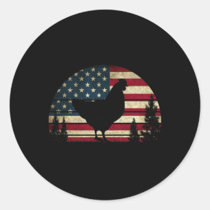 Adesivo Redondo 4 De Julho Patriótico Galinha Americana Bandeira D