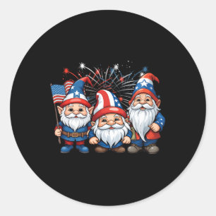 Adesivo Redondo 4 De Julho Patriótico Gnomos Americanos Bandeira U