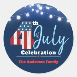 Adesivo Redondo 4 de julho Patriótico Vermelho Branco Azul EUA Ban