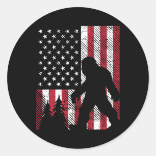 Adesivo Redondo 4 de julho Pé Grande Sasquatch U Flag U Patriotic