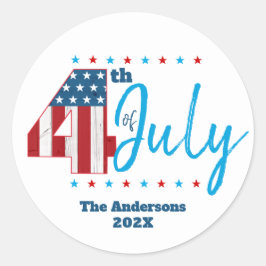 Adesivo Redondo 4 de julho Red White Blue USA Flag Bold Modern