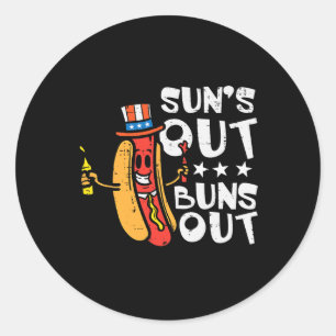 Adesivo Redondo 4 de julho Sai Foge Homens Patrióticos Hotdog