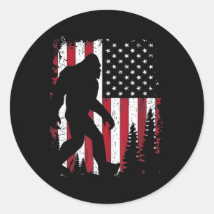 Adesivo Redondo 4 De Julho Sasquatch American Flag Patrio
