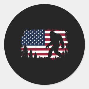 Adesivo Redondo 4 De Julho Sasquatch Usa American Flag Bo