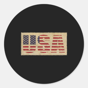 Adesivo Redondo 4 De Julho Shirt Usa Flag Estados Unidos Independe
