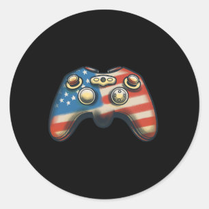 Adesivo Redondo 4 de julho Shirt Video Game Gamer Kids Men U