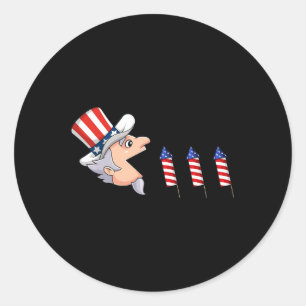 Adesivo Redondo 4 De Julho Tio Sam American Fireworks