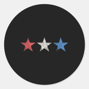 Adesivo Redondo 4 de julho Vermelho White Blue Stars Cute Usa Patr
