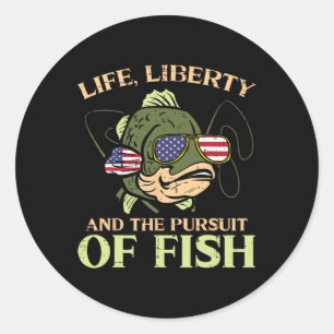 Adesivo Redondo 4 de julho Vida Liberdade Perseguição Pesca Engraç