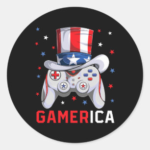 Adesivo Redondo 4 de julho Vídeo Jogo American Flag Tio Sam Gam
