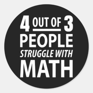 Adesivo Redondo 4 Em 3 Pessoas De Luta Com Matemática